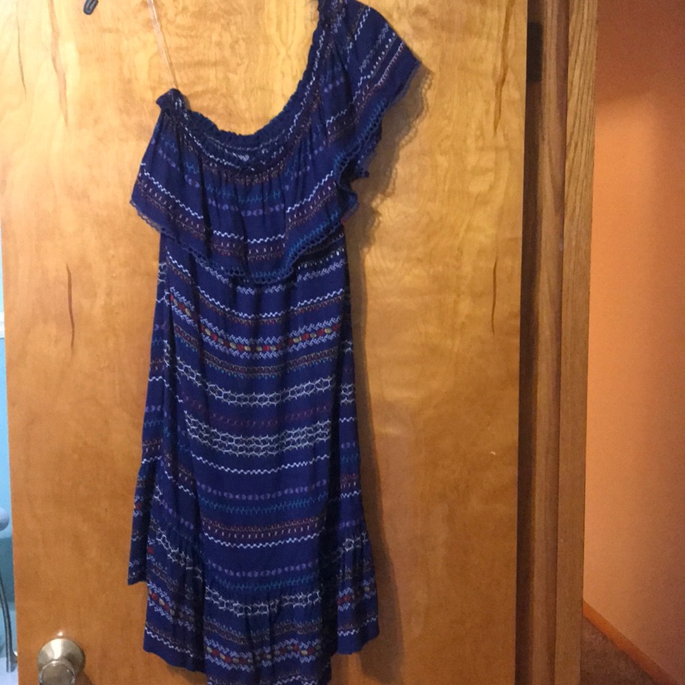 Navy one shoulder dress- size medium